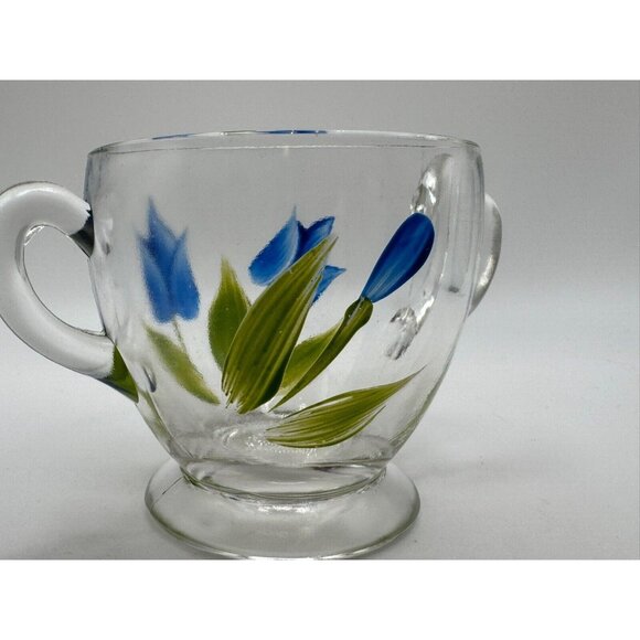 Vintage Bartlett Collins Sugar Bowl Blue Tulips Flowers Gay Fad 50s Vintage - Picture 4 of 6